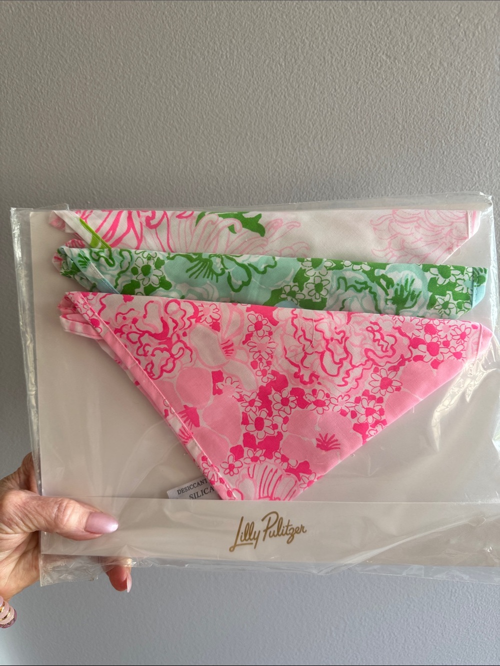Lilly Pulitzer Pink, Light Pink & Green Floral Bandana Trio